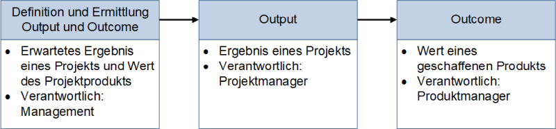 Zusammenhang von Output und Outcome in Projekten, (C) Peterjohann Consulting, 2021-2024