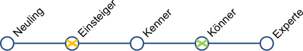 Die Kompetenzstufen in der Liniendarstellung