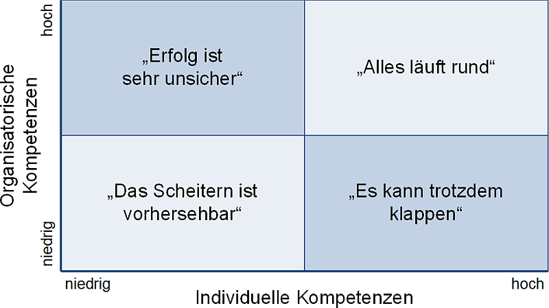 Individuelles und organisatorisches Kompetenzniveau mit Erfolgsaussichten, (C) Peterjohann Consulting, 2016-2025