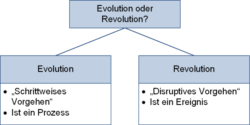 Unterschiede Evolution und Revolution, (C) Peterjohann Consulting, 2023-2024
