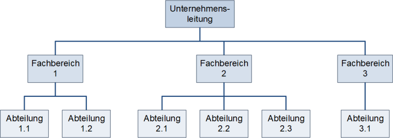 Das Unternehmensorganigramm (schematisch, einfach), (C) Peterjohann Consulting, 2024-2025