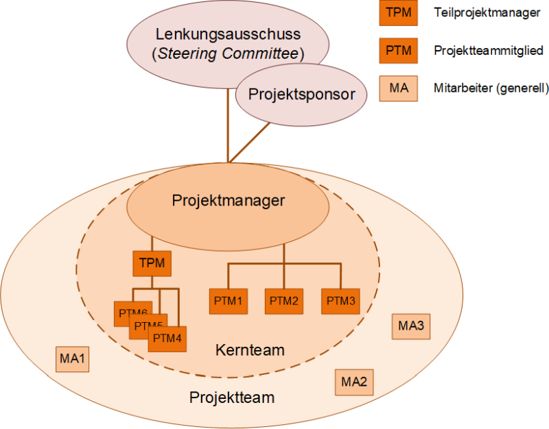 Projektgremien (minimal mit Team), (C) Peterjohann Consulting, 2018-2024