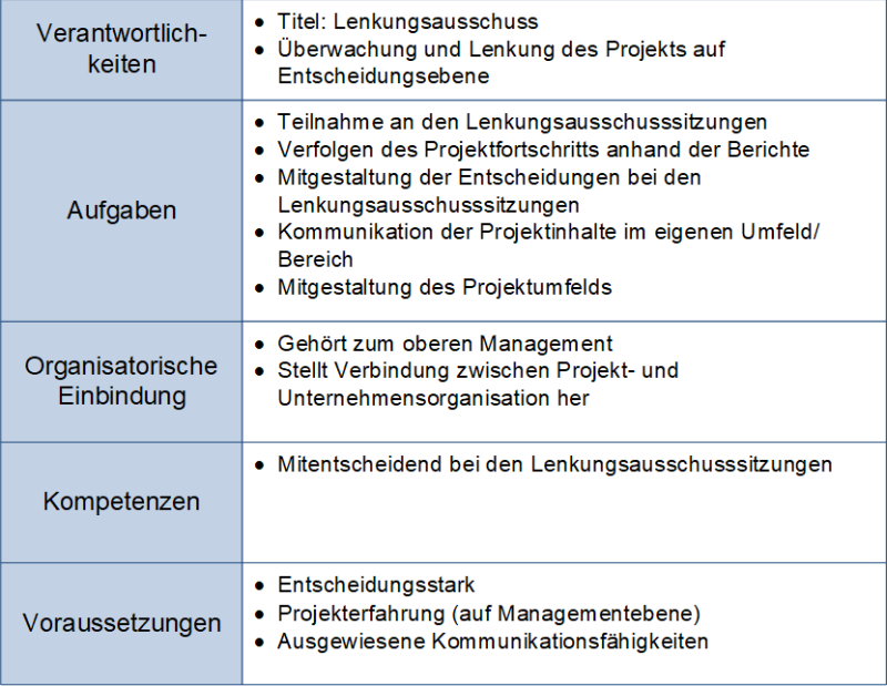 Rollenbeschreibung des Lenkungsausschusses, (C) Peterjohann Consulting, 2020-2023