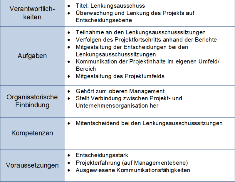 Rollenbeschreibung des Lenkungsausschusses, (C) Peterjohann Consulting, 2020-2024