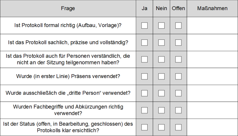 Checkliste: Hat das Protokoll ausreichende Qualität?, (C) Peterjohann Consulting, 2022-2025