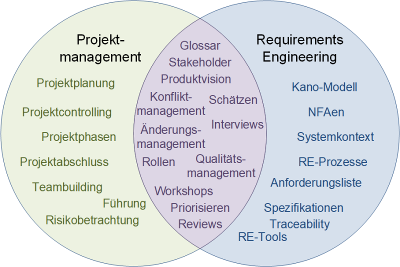 Die Überschneidung von Themen im Projektmanagement und Requirements Engineering, (C) Peterjohann Consulting, 2021-2023